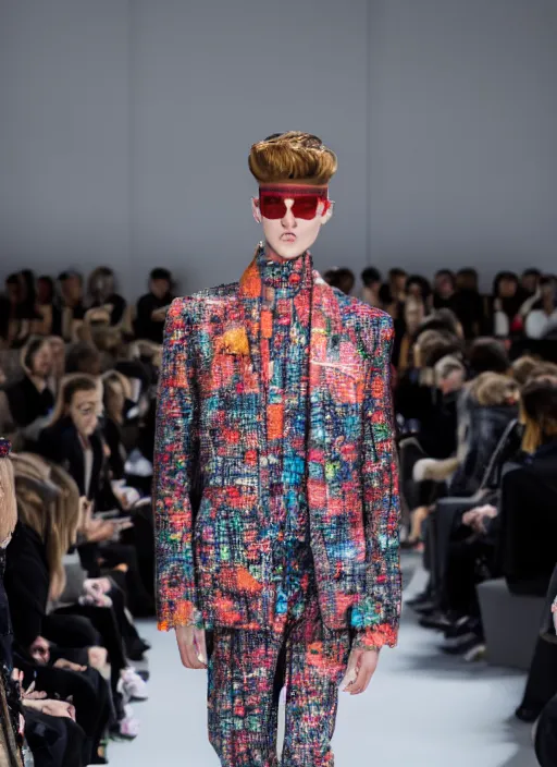 Prompt: hyperrealistic and heavy detailed balenciaga runway show of abradolf lincler, leica sl 2 5 0 mm, vivid color, high quality, high textured, real life