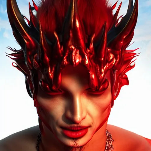 Image similar to Photorealistic devil king. Hyperdetailed photorealism, 108 megapixels, amazing depth, glowing rich colors, powerful imagery, psychedelic Overtones, 3D finalrender, 3d shading, cinematic lighting, artstation concept art