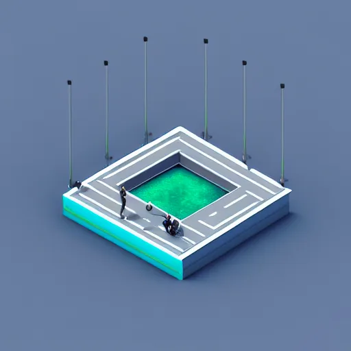 Image similar to isometric, c 4 d style, octane render