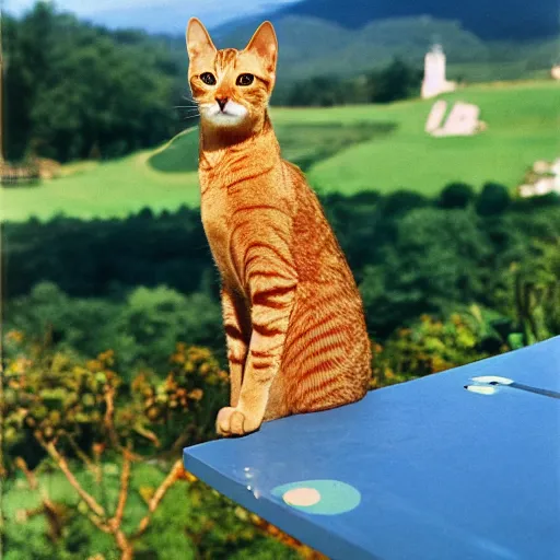 Prompt: a portrait of a 🐈 in a scenic environment by slim aarons