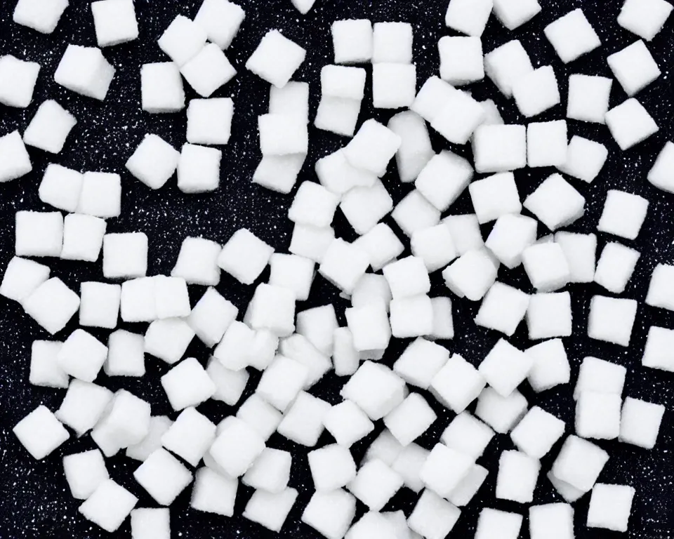 Prompt: sugar cubes in space