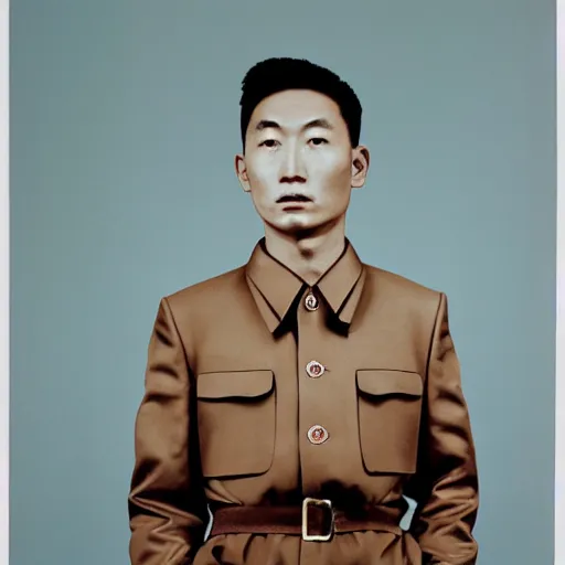 Image similar to A North Korean communist DJ, portrait, by Davide Sorrenti