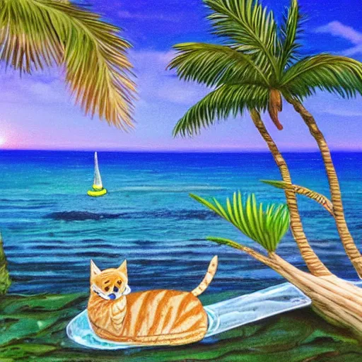 Prompt: 😺🌊🌴🌅