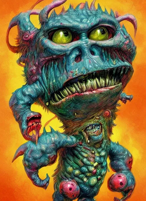 Image similar to cute monsters, colorful, digital art, fantasy, magic, trending on artstation, ultra detailed, professional illustration,chalk, poster artwork by Basil Gogos , clean