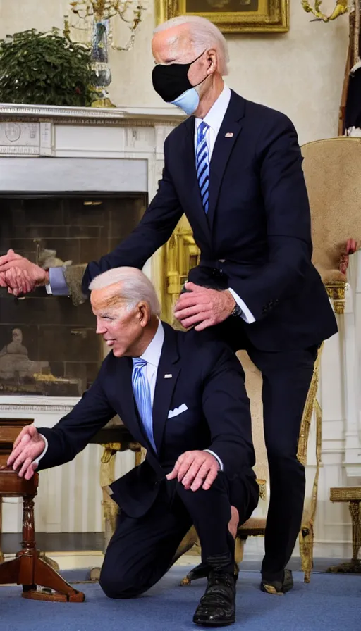 Image similar to photo biden on his knees asks for forgiveness