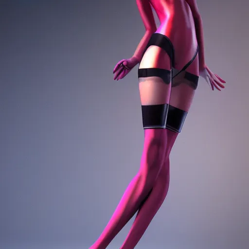 Image similar to gorgeous gynoid posing in stockings, hyperrealistic, octane, highly detailed,