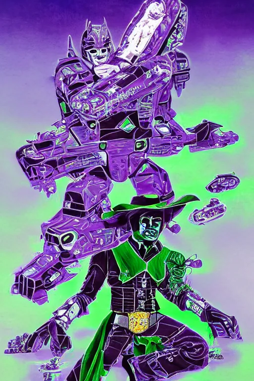 Image similar to portrait of cowboy johnny cash as purple green optimus prime power ranger from transformers surfing tonic stimulant fluids on air guitar zord UFO hoverboard, intricate, highly detailed, smooth, artstation, digital illustration by Lisa Frank and Ruan Jia and Mandy Jurgens and Artgerm and Wayne Barlowe and Greg Rutkowski and Zdislav Beksinski