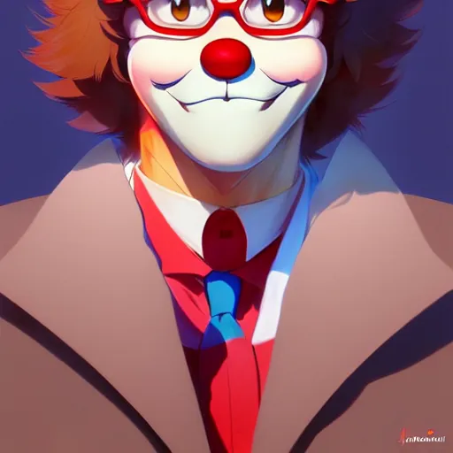 Image similar to bozo the clown, portrait shinkai makoto studio ghibli studio key hideaki anno sakimichan stanley artgerm lau rossdraws james jean marc simonetti elegant highly detailed digital painting artstation pixiv