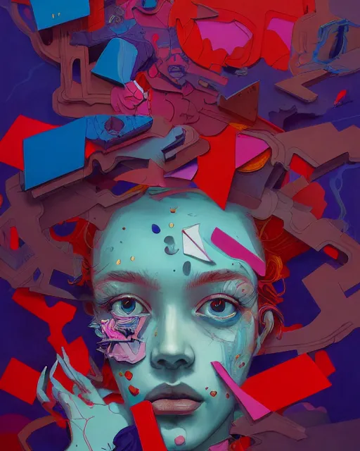 Image similar to portrait, most beautiful form of chaos, mixed media, a brutalist designed, vivid colours, cryptic, mystical, pop surrealism by james jean, roby dwi antono, ross tran, steven kenny, paul neberra, ashley wood, atmospheric, trending on artstation. 8 k masterpiece.