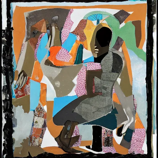 Image similar to sigma 8 5 mm f / 1. 4 by romare bearden. a experimental art of a woman standing in a field of ashes, her dress billowing in the wind. her hair is wild & her eyes are closed, in a trance - like state. dark & atmospheric, ashes seem to be alive, swirling around.