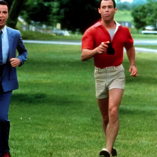 Image similar to john travolta as forrest gump