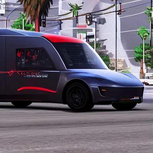 Image similar to tesla cybertruck in grand theft auto