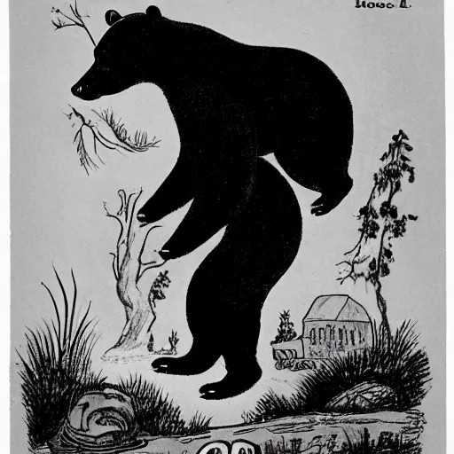 Prompt: 1 9 2 0 cartoon, bear