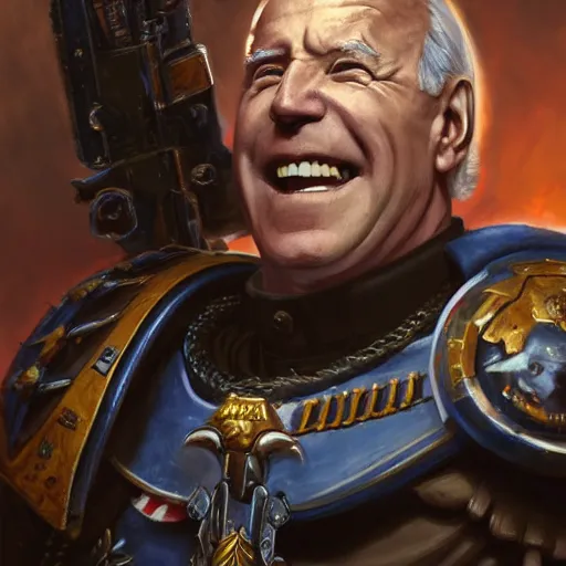 Image similar to Joe Biden as a space marine Primarch, warhammer 40k, closeup character portrait art by Donato Giancola, Craig Mullins, digital art, trending on artstation