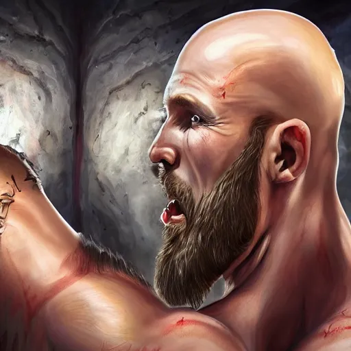 Prompt: asmongold as stone cold steve austin, artstation hall of fame gallery, editors choice, #1 digital painting of all time, most beautiful image ever created, emotionally evocative, greatest art ever made, lifetime achievement magnum opus masterpiece, the most amazing breathtaking image with the deepest message ever painted, a thing of beauty beyond imagination or words, 4k, highly detailed, cinematic lighting