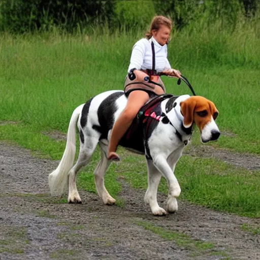 Prompt: a beagle riding a horse