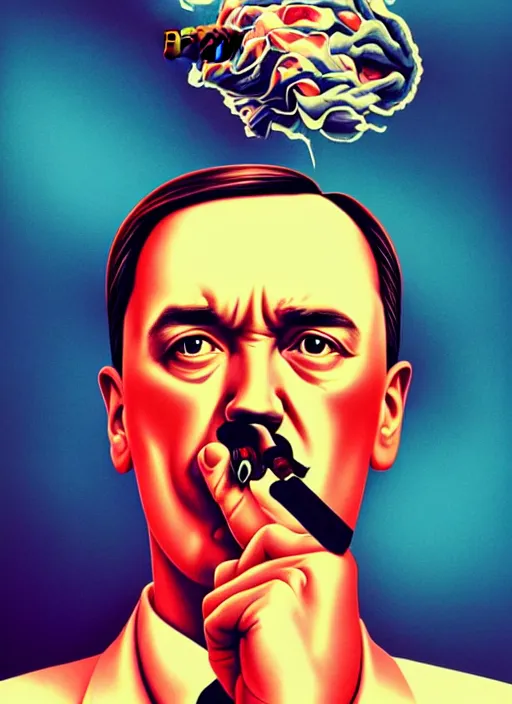 Image similar to mike patton hitler smoking a cigar, tristan eaton, victo ngai, artgerm, rhads, ross draws