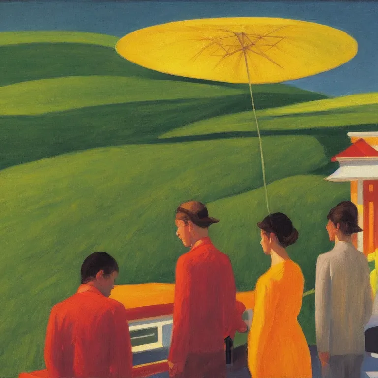 Image similar to dreaming from a new economy and a new financial system for high precision farming, painted by Alex Katz, painted by Edward Hopper, airbrush