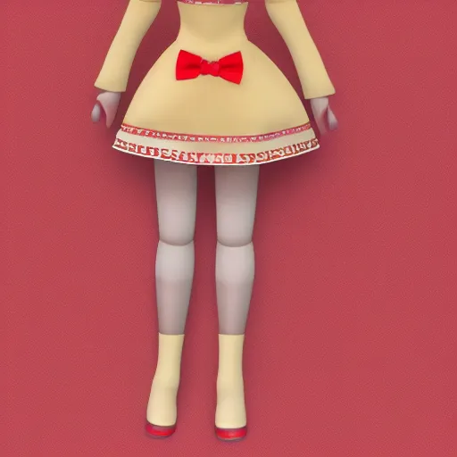 Prompt: cute fumo plush of a girl in a red and gold patterned dress, stylized material bssrdf, vray, anime girl