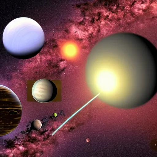 Image similar to a solar system with two nearby planets that are habitable