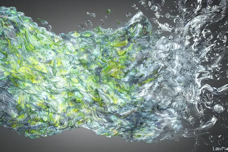 Prompt: Painful pleasures by Lynda Benglis, stunning, liquid physics, bubbly, VFX, high transparency, octane render, 4k, 8k