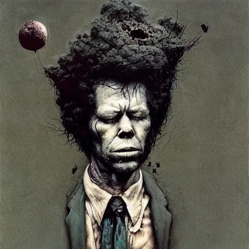 Prompt: tom waits by beksinski