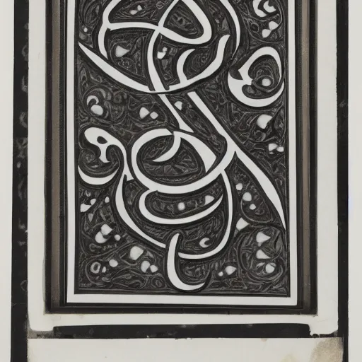 Prompt: a photo of a black and white manuscript illumination of the capital letter a