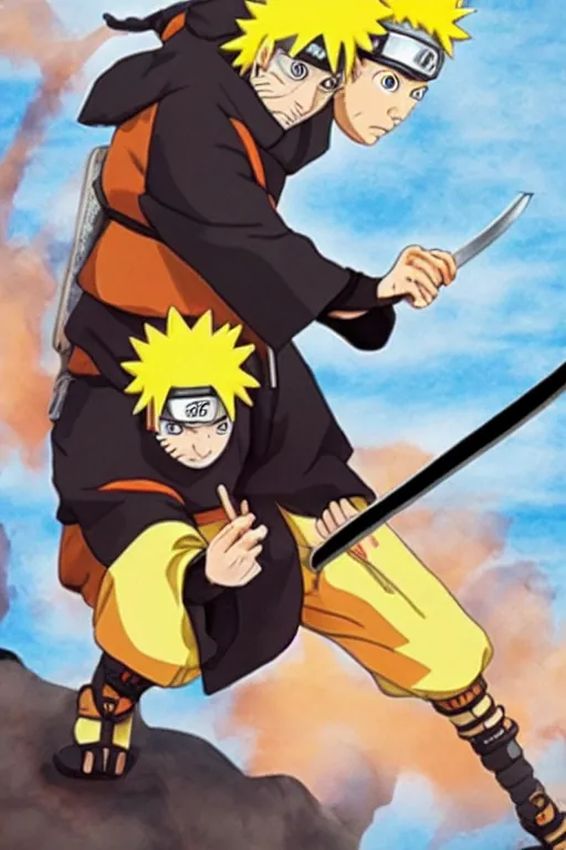 Prompt: naruto holding a sword