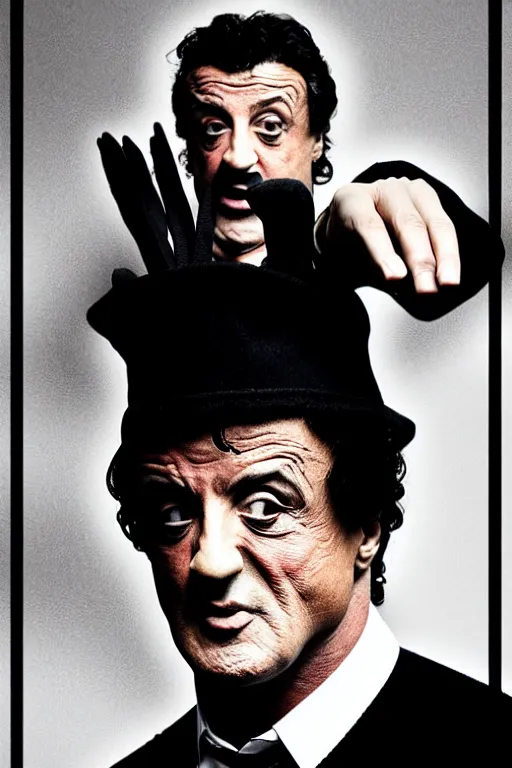 Image similar to sylvester stallone as edgar allen poe, cinematic, dramatic, mood lighting