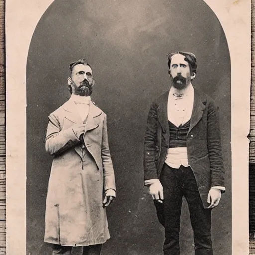 Image similar to photo of rick and morty, 1 8 8 0 s style.