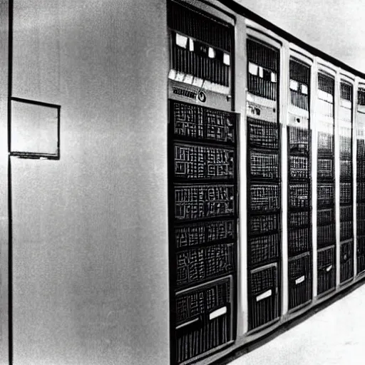 Prompt: Archive Photo of Soviet supercomputer. 1970.