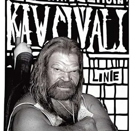 Prompt: hacksaw jim duggan as a horror movie villain