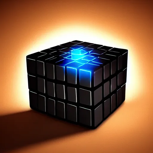 Prompt: glowing magic cube. hyper real, trending on artstation