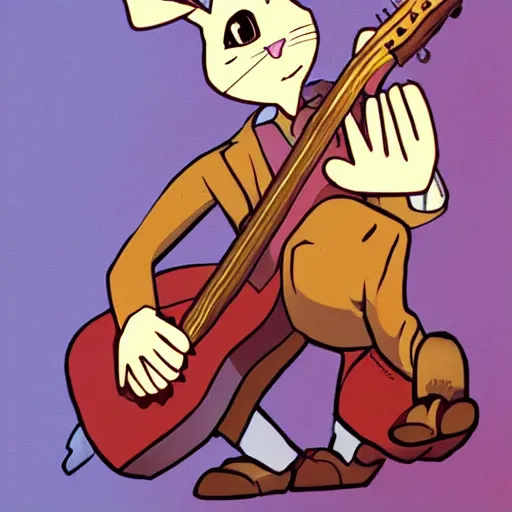 Prompt: a rabbit playing guitar, anime art