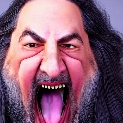 Image similar to richard stallman screaming, angry, furious, photograph, photorealistic, detailed, 8k HDR, trending on artstation,