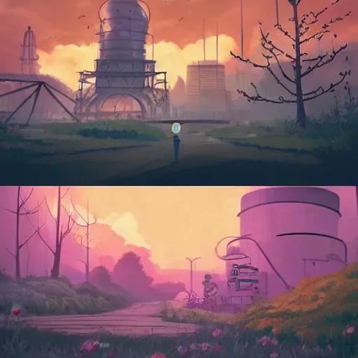 Prompt: battersea and chernobyl in the style of studio ghibli, beautiful landscape, intense lighting, 8k, trending on artstation