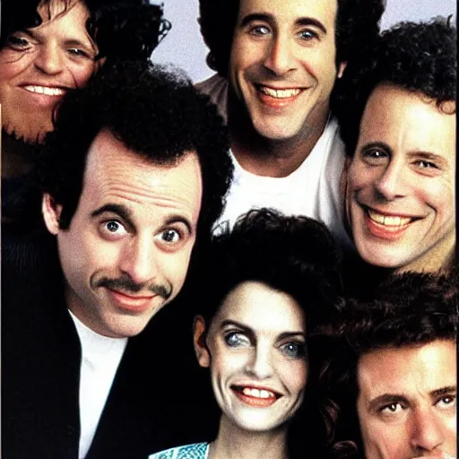 Prompt: cast of seinfeld, rolling stone magazine mid 1 9 9 0 s