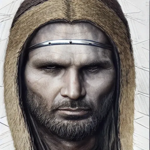 Image similar to of a viking from valhalla, wearing the horned helmet ultra fine detail, hair strands, ultra high resolution, fine texture detail, miniature painting techniques, perfect proportions, marvel cinematic universe, eric bana