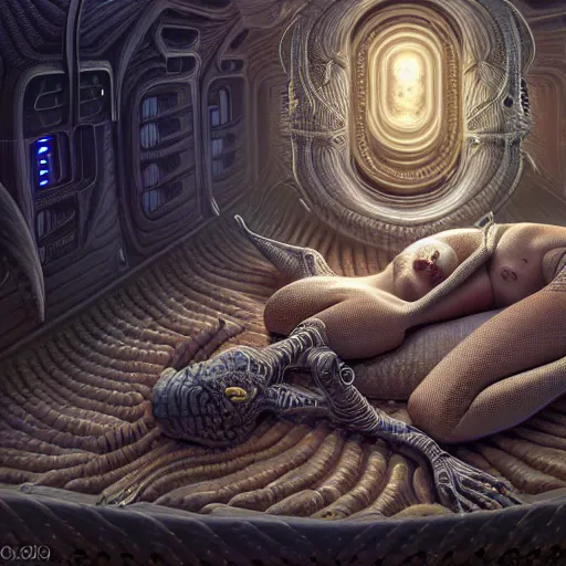 Prompt: ultra realist intricate detailed painting of a single attractive female in a cryopod sleeping with rows of pods, sci - fi, very intricate details, 8 k resolution, volumetric lighting, artstyle keith thompson, award winning