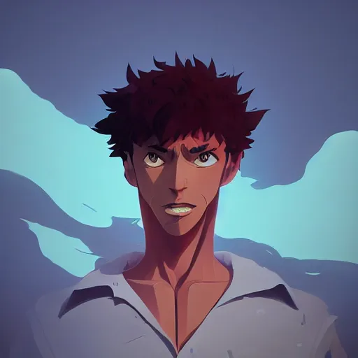 Image similar to face icon stylized minimalist cowboy bebop, loftis, cory behance hd by jesper ejsing, by rhads, makoto shinkai and lois van baarle, ilya kuvshinov, rossdraws global illumination