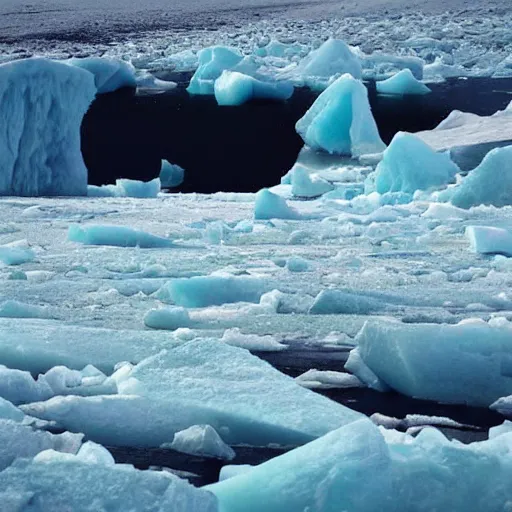 Prompt: colored vintage horrific photo of an ice floe meeting magma in the middle, textured, skewed perspective, last photo ever taken, apocalyptic event