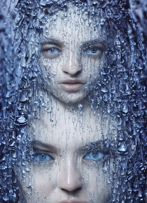 Prompt: sculpture made of water, portrait, female, future, shaman, harper's bazaar, vogue, magazine, insanely detailed and intricate, concept art, blue, wet, ornate, luxury, elite, elegant, trending on artstation, by ruan jia, by Kenneth Willardt, by ross tran, by WLOP, by Andrei Riabovitchev,