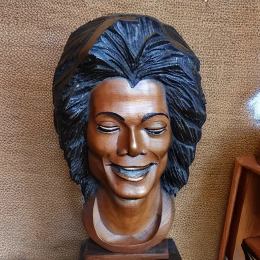 Image similar to wooden carving statue of michael jackson ebay listing