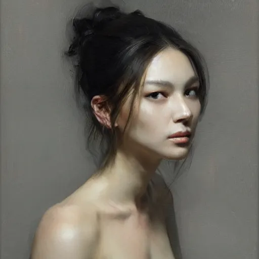 Image similar to portrait of a beautiful woman by ruan jia