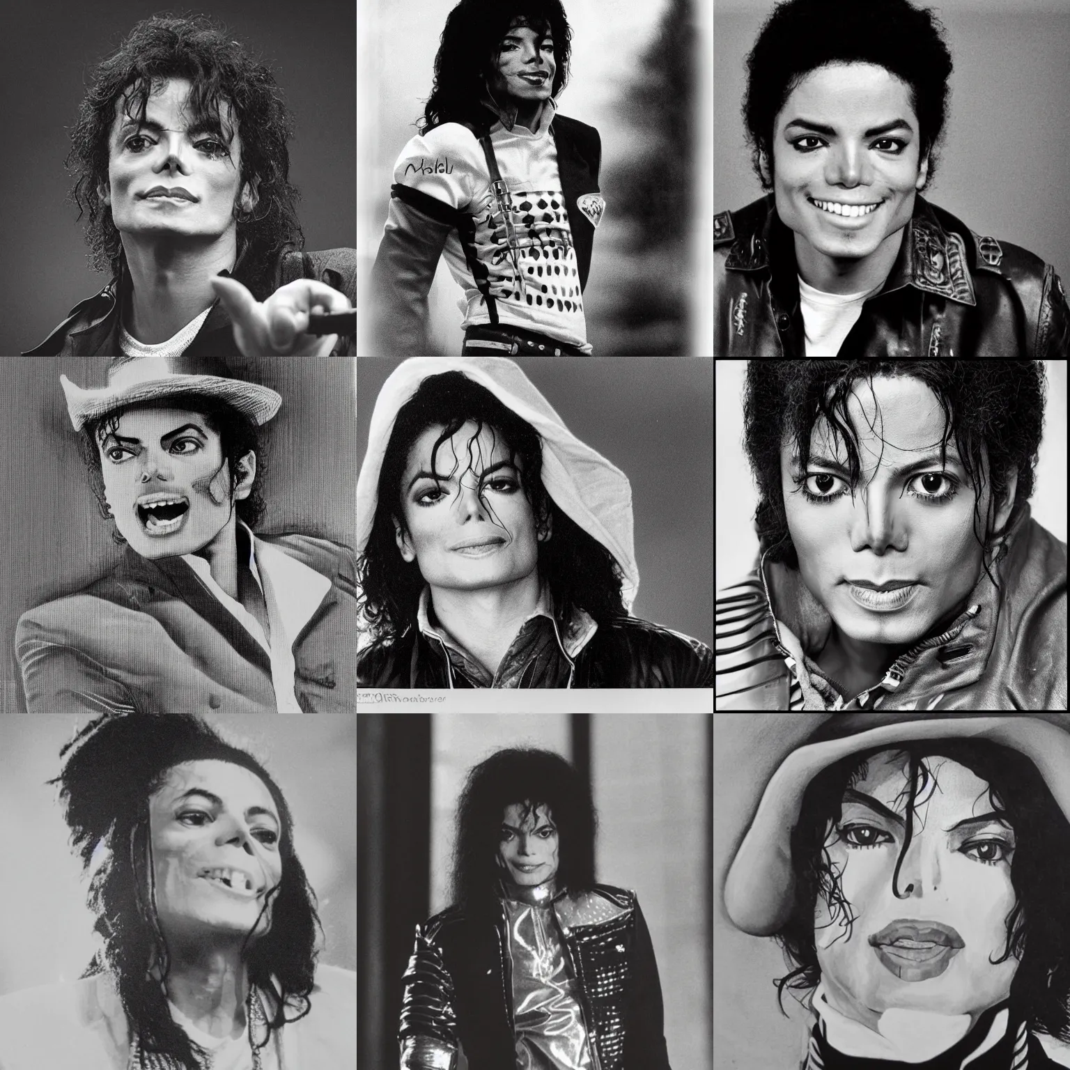 Prompt: Michael Jackson, Michael_jackson, photography, black and white photo portrait