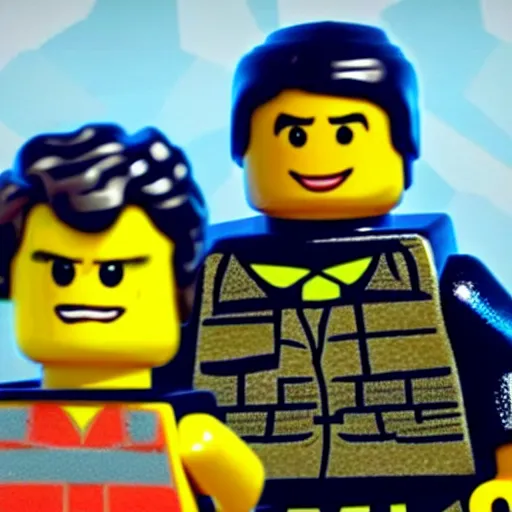 Image similar to close up cinematic still of Dwayne Johnson in the Lego Movie