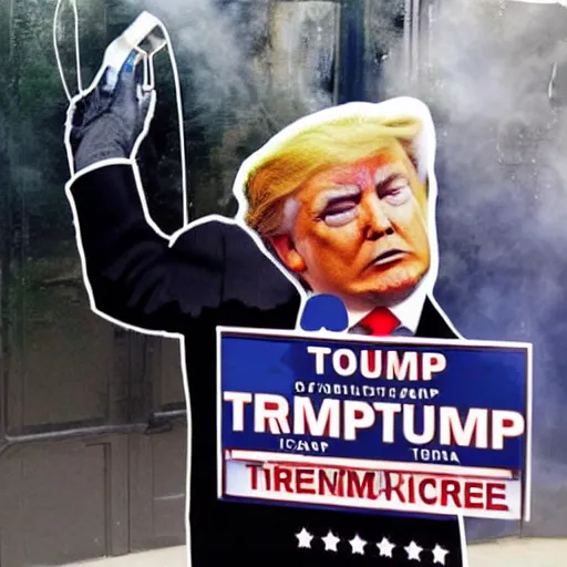 Image similar to donald trump sniffing spray paint