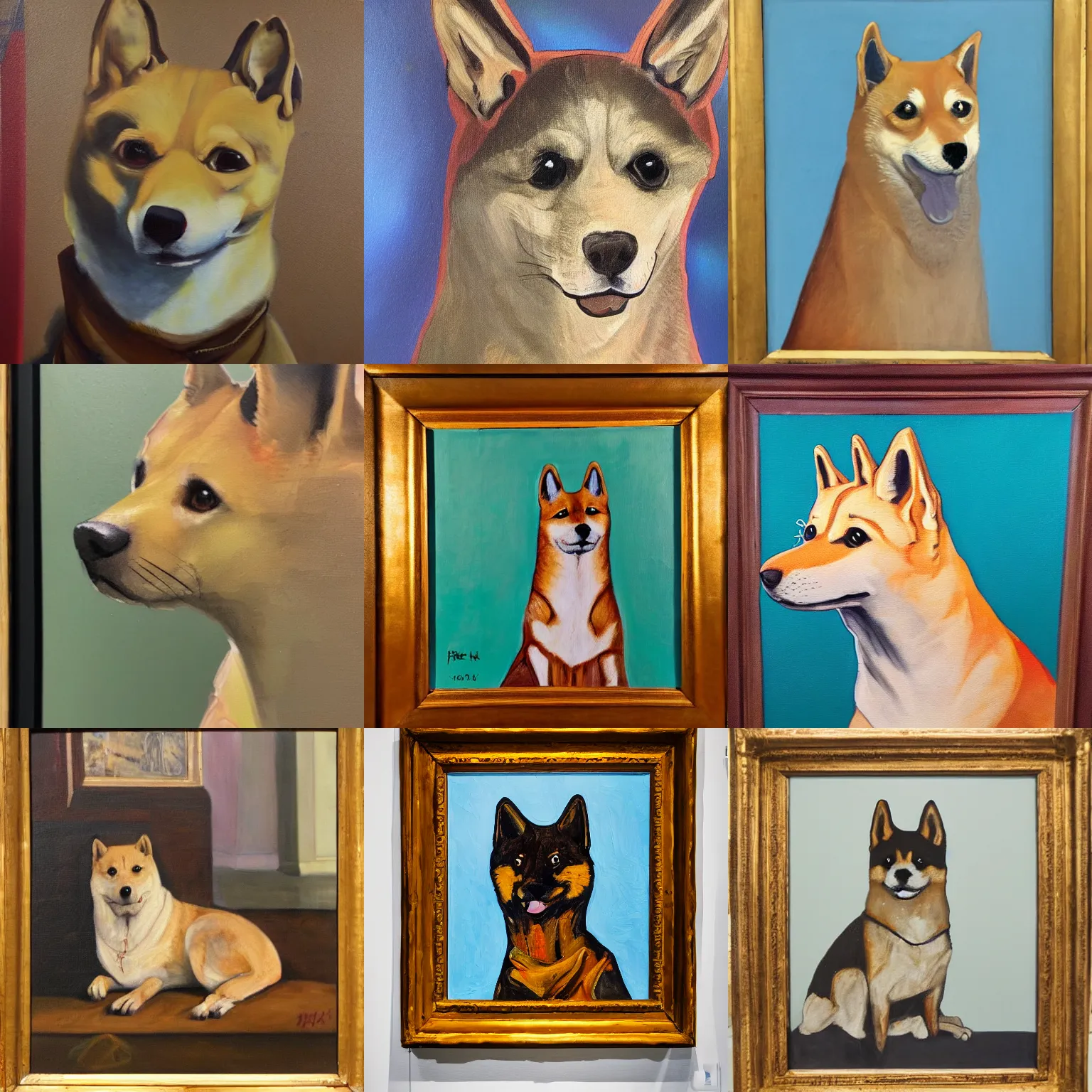 Prompt: A painting of doge hanging in an art gallery