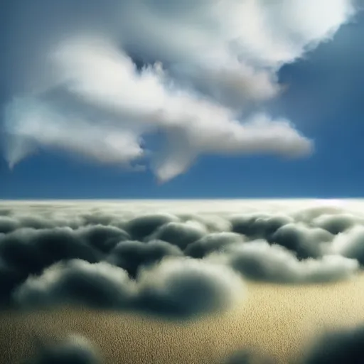 Image similar to a flock of puffy white marshmallow clouds in the sky above a sea of hot chocolate, abstract environment, award winning art, epic dreamlike fantasy landscape, ultra realistic,