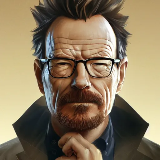 Image similar to An anime portrait of Bryan Cranston, by Stanley Artgerm Lau, WLOP, Rossdraws, James Jean, Andrei Riabovitchev, Marc Simonetti, and Sakimichan, tranding on artstation